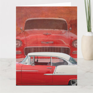 Klassieke auto's Chevy Bel Air Dodge Red White Vin Kaart