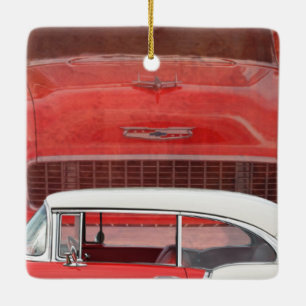 Klassieke auto's Chevy Bel Air Dodge Red White Vin Keramisch Ornament
