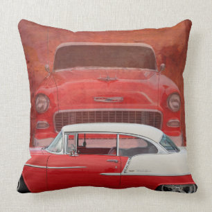 Klassieke auto's Chevy Bel Air Dodge Red White Vin Kussen