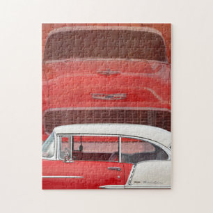 Klassieke auto's Chevy Bel Air Dodge Red White Vin Legpuzzel