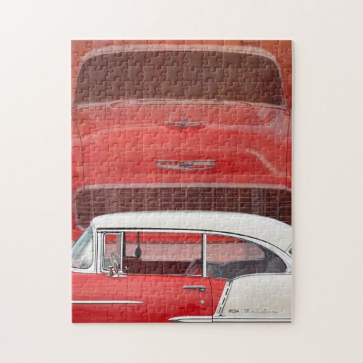 Klassieke auto's Chevy Bel Air Dodge Red White Vin Legpuzzel (Verticaal)