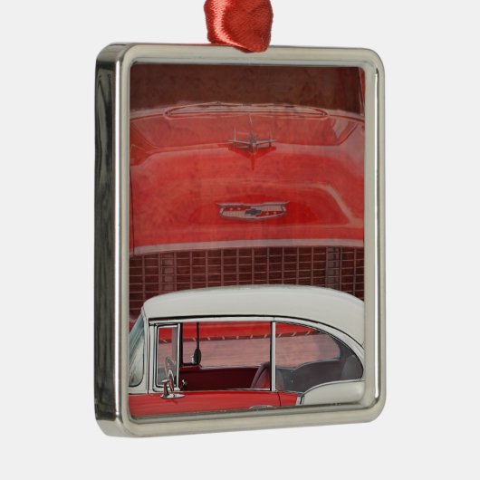 Klassieke auto's Chevy Bel Air Dodge Red White Vin Metalen Ornament (Rechts)