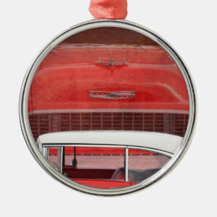 Klassieke auto's Chevy Bel Air Dodge Red White Vin Metalen Ornament