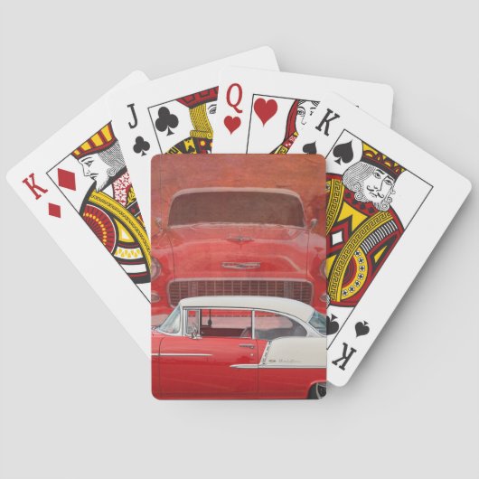 Klassieke auto's Chevy Bel Air Dodge Red White Vin Pokerkaarten (Achterkant)