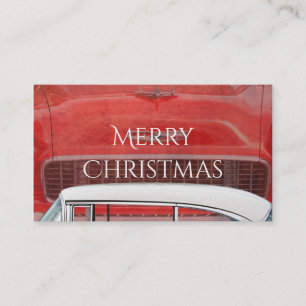 Klassieke auto's Chevy Bel Air Dodge Red White Vin Visitekaartje