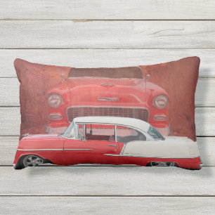 Klassieke auto's Chevy Bel Air Dodge Rood Wit Vint Buitenkussen