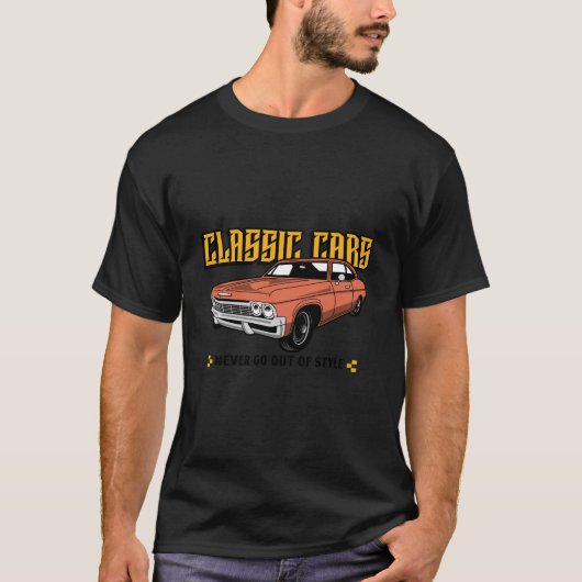 Klassieke auto's gaan nooit uit de mode t-shirt (Voorkant)