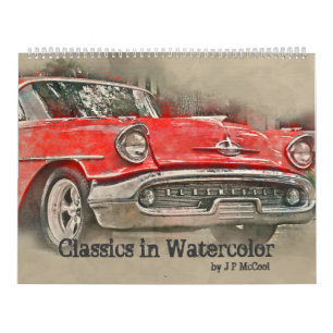 Klassieke auto's in Waterverf kalender