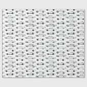 Klassieke auto's in zwart ontwerp cadeaupapier (Vlak)