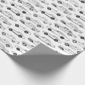 Klassieke auto's in zwart ontwerp cadeaupapier (Hoek)