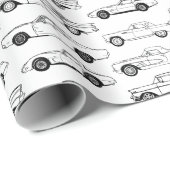 Klassieke auto's in zwart ontwerp cadeaupapier (Rol Hoek)