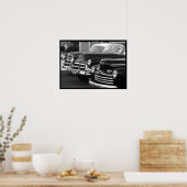 Klassieke auto's in zwart-wit canvas poster (Keuken)