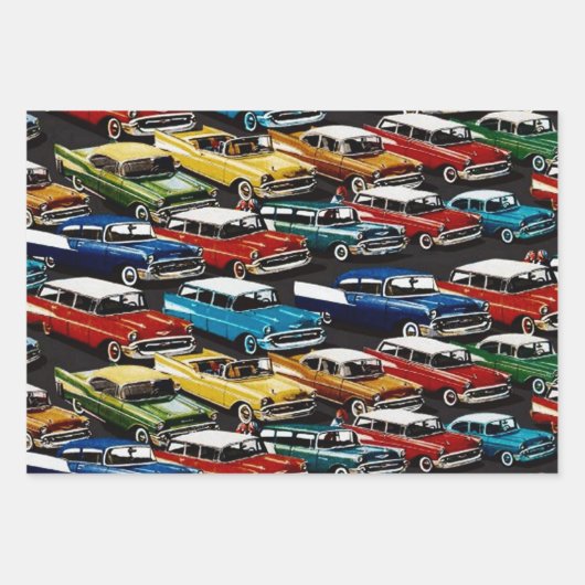 Klassieke auto's inpakpapier vel (Voorkant)