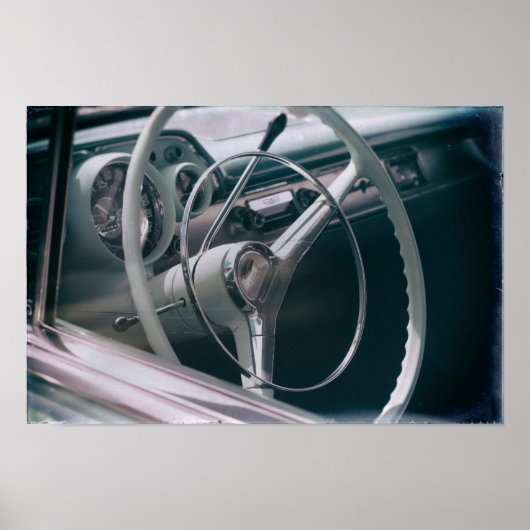 Klassieke auto's met interieurretro Mid-Century Au Poster (Voorkant)