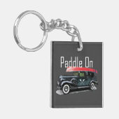 Klassieke auto's met peddel - vierkant (dubbelzijd sleutelhanger (Voorkant Links)