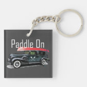 Klassieke auto's met peddel - vierkant (dubbelzijd sleutelhanger (Achterkant)