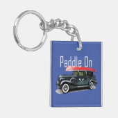 Klassieke auto's met peddel - vierkant (dubbelzijd sleutelhanger (Voorkant Links)
