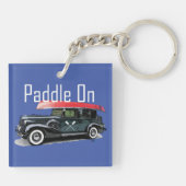 Klassieke auto's met peddel - vierkant (dubbelzijd sleutelhanger (Achterkant)