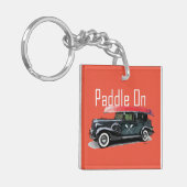 Klassieke auto's met peddel - vierkant (dubbelzijd sleutelhanger (Voorkant Links)