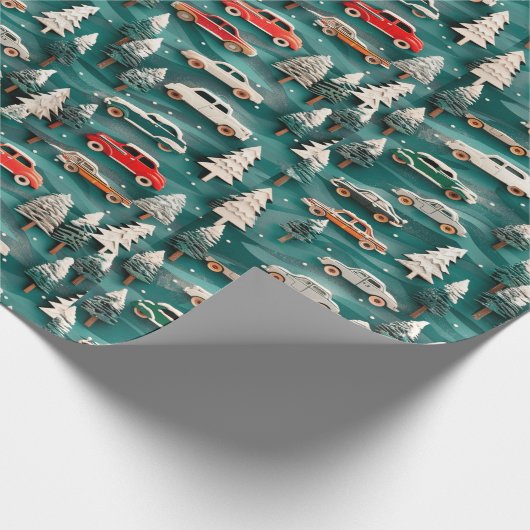 Klassieke auto's op feestelijk inpakpapier (Hoek)