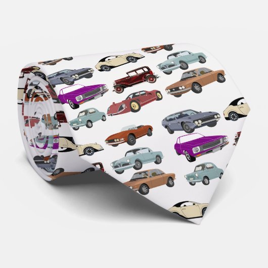 klassieke auto's patroon stropdas (Opgerold)