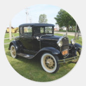 Klassieke auto's ronde sticker (Voorkant)