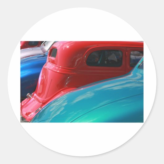Klassieke auto's ronde sticker (Voorkant)