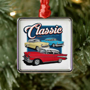 Klassieke auto's van 1950 metalen ornament