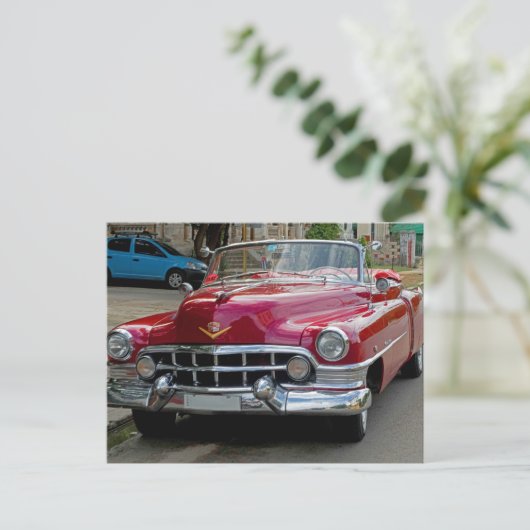 Klassieke auto's van Cuba Fire Engine Red Converti Briefkaart (Staand voorkant)
