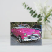 Klassieke auto's van Cuba Hot Pink Convertible Briefkaart (Staand voorkant)