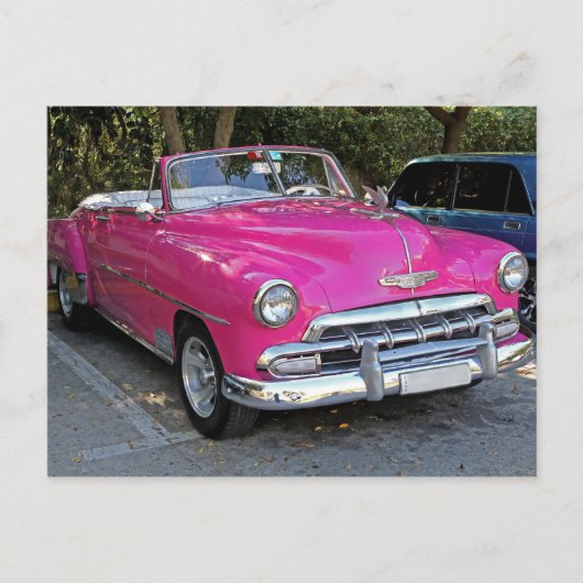 Klassieke auto's van Cuba Hot Pink Convertible Briefkaart (Voorkant)