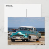 Klassieke auto's van Cuba Turquoise en White Sedan Briefkaart (Voorkant / Achterkant)
