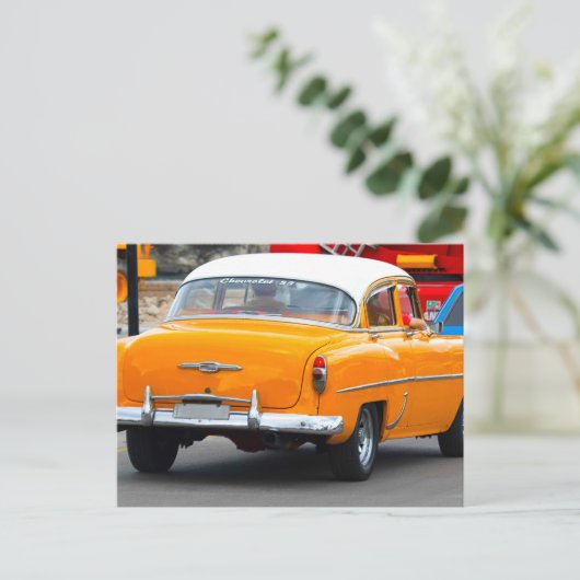Klassieke auto's van Cuba Warm Yellow Convertible Briefkaart (Staand voorkant)