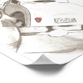 Klassieke auto's, vrachtwagens, fietsen, potlood poster (Hoek)