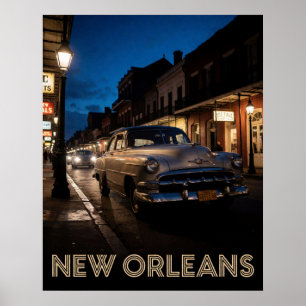 🎷 Klassieke Autoscene in New Orleans Poster