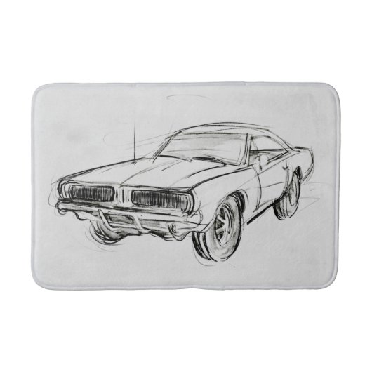 Klassieke autoschets IV Badmat (Voorkant)