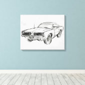 Klassieke autoschets IV Canvas Afdruk (Insitu (Houten vloer))