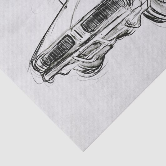 Klassieke autoschets IV Tissuepapier (Detail)