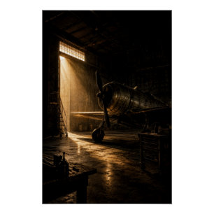 Klassieke Aviation Hangar Gouden Licht Poster