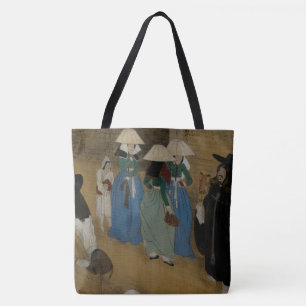 Klassieke Aziatische kunst op de markt Tote Bag