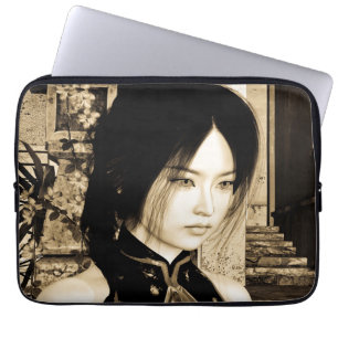 Klassieke Aziatische Vrouwenportretkunst Laptop Sleeve