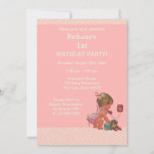 Klassieke Baby aan de Telefoon Roze Chevrons 1e Ve Kaart (Achterkant)