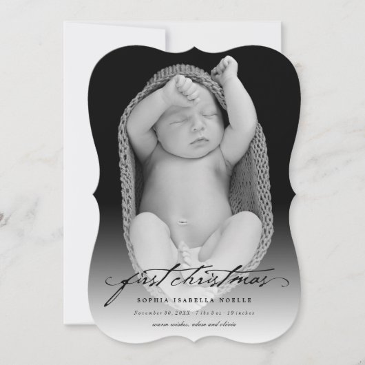 Klassieke Baby eerste kerstfotokaart met handschri Feestdagenkaart (Voorkant)