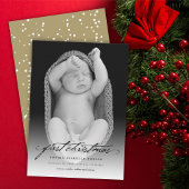 Klassieke Baby eerste kerstfotokaart met handschri Feestdagenkaart