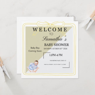Klassieke 'Baby Jongen Komt Binnenkort' Uitnodigin Kaart
