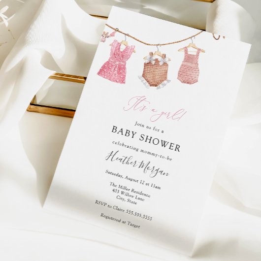 Klassieke Baby Meisje Douche Uitnodiging