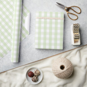 Klassieke Baby Shower Pastelgroene Gingham & Plaid Cadeaupapier