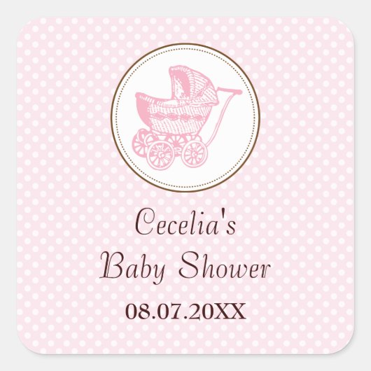 Klassieke Baby shower-sticker Vierkante Sticker (Voorkant)