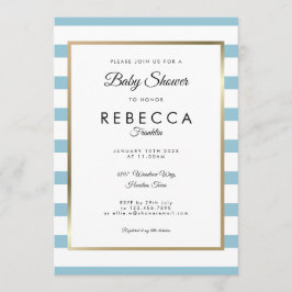 Klassieke babyblauwe streep baby shower / Sprinkle Kaart