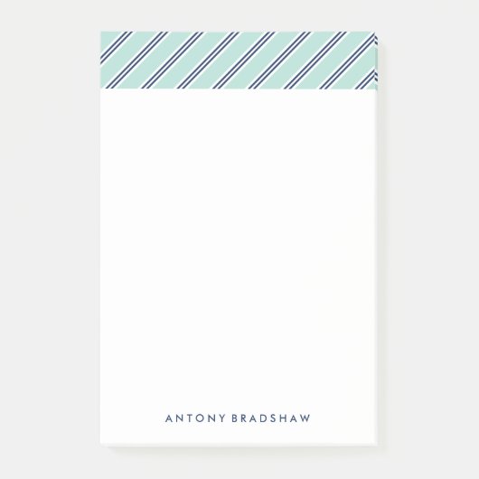 Klassieke babyblauwe strepen post-it® notes (Voorkant)
